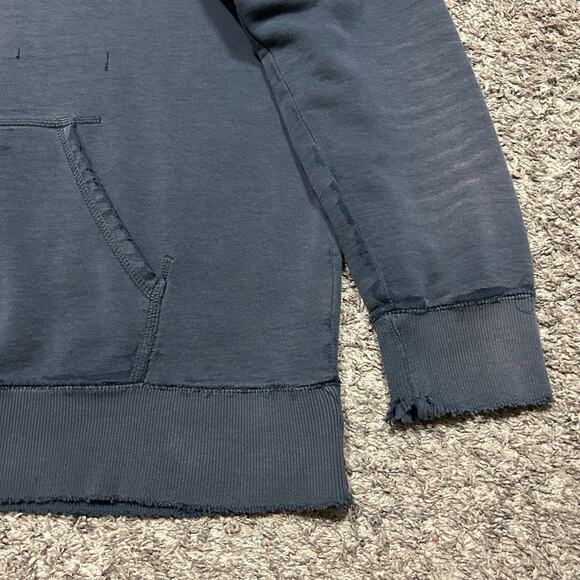 Thrashed Hoodie y2k Nike Swoosh Distressed Navy Blue Sun Faded Soft Thin Blue XL - Picture 3 of 13